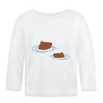Capybara taking a bath - Organic Baby Long Sleeve T-Shirt - white - Front
