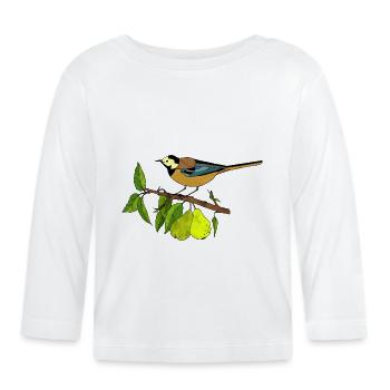 Bunter Vogel - Baby Bio-Langarmshirt - Weiß - Vorne