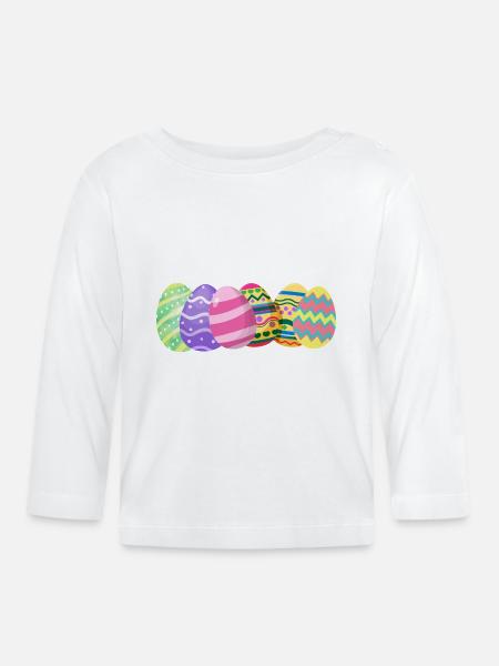 Ostereier - Baby Bio-Langarmshirt - Weiß
