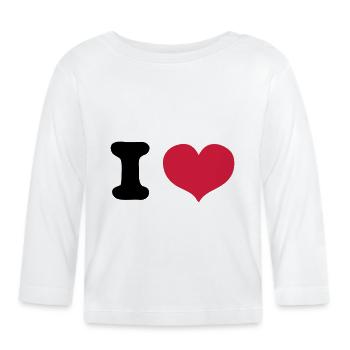 i love - T-shirt manches longues bio Bébé - blanc - Devant