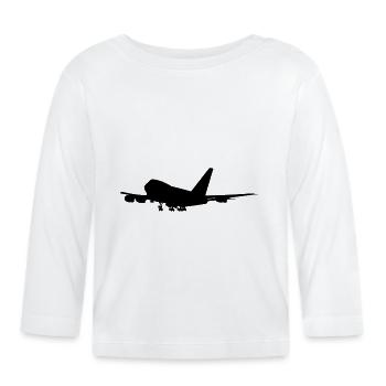 Jumbo Jet A380 für Flugzeug Fans - Baby Bio-Langarmshirt - Weiß - Vorne
