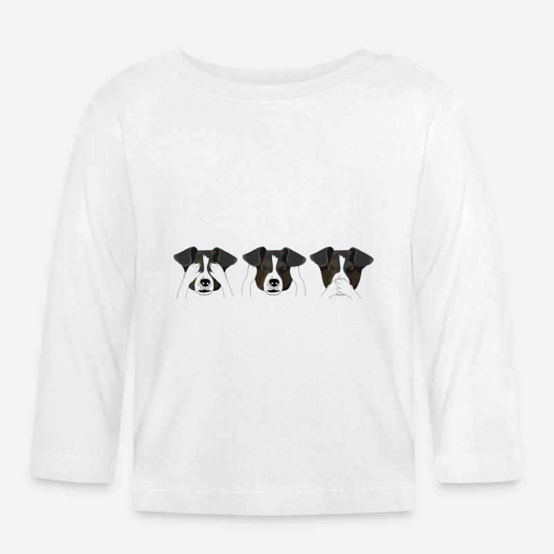 Trois chiens - voient pas, entendre, dire - T-shirt manches longues bio Bébé - blanc