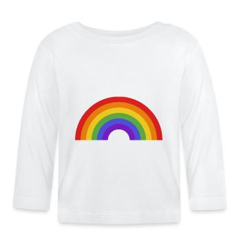 Regenbogen - Baby Bio-Langarmshirt - Weiß - Vorne