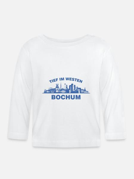BOCHUM SKYLINE in Blau - Baby Bio-Langarmshirt - Weiß