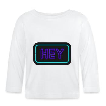 Hey Neon Shield Design - Organic Baby Long Sleeve T-Shirt - white - Front