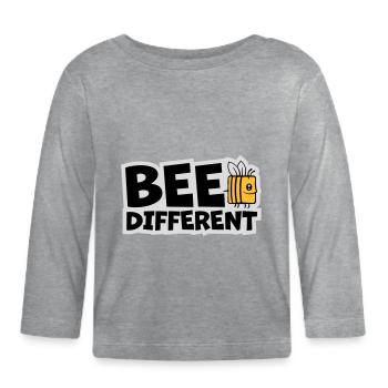 bee different Spruch Zitat - Baby Bio-Langarmshirt - Grau meliert - Vorne