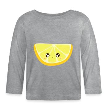 Kawaii Citron - T-shirt manches longues bio Bébé - gris chiné - Devant