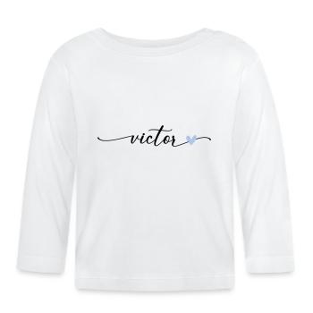 Police de calligraphie Victor Name - T-shirt manches longues bio Bébé - blanc - Devant
