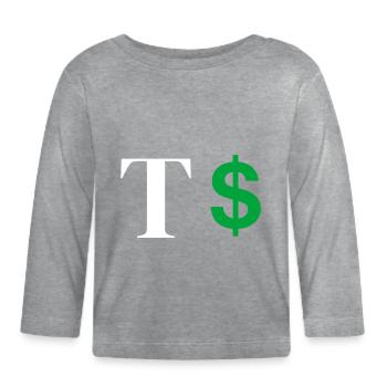 Lettre t dollar - T-shirt manches longues bio Bébé - gris chiné - Devant