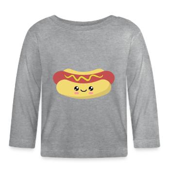 Hot-dog - T-shirt manches longues bio Bébé - gris chiné - Devant