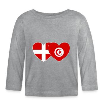 Danemark Tunisie Flag Coeur - T-shirt manches longues bio Bébé - gris chiné - Devant