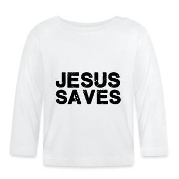 Jesus saves - Organic Baby Long Sleeve T-Shirt - white - Front