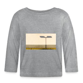 L’ombre du lampadaire sur la façade - T-shirt manches longues bio Bébé - gris chiné - Devant