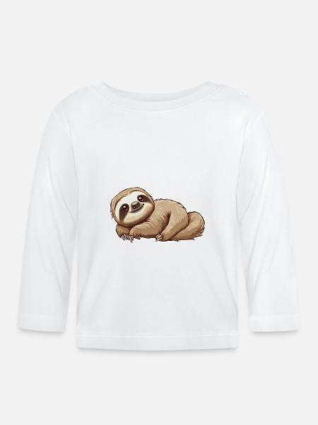 Cute Sloth - Baby Bio-Langarmshirt - Weiß