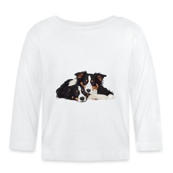Australische Schäferhunde - Baby Bio-Langarmshirt - Weiß - Vorne