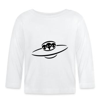 3 alien UFO space ship - Organic Baby Long Sleeve T-Shirt - white - Front