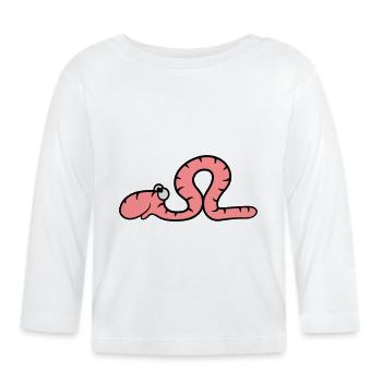 funny comic book worm - Organic Baby Long Sleeve T-Shirt - white - Front