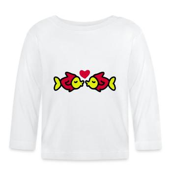 Kissing Fisch - Fisch Kuss 3 - Baby Bio-Langarmshirt - Weiß - Vorne