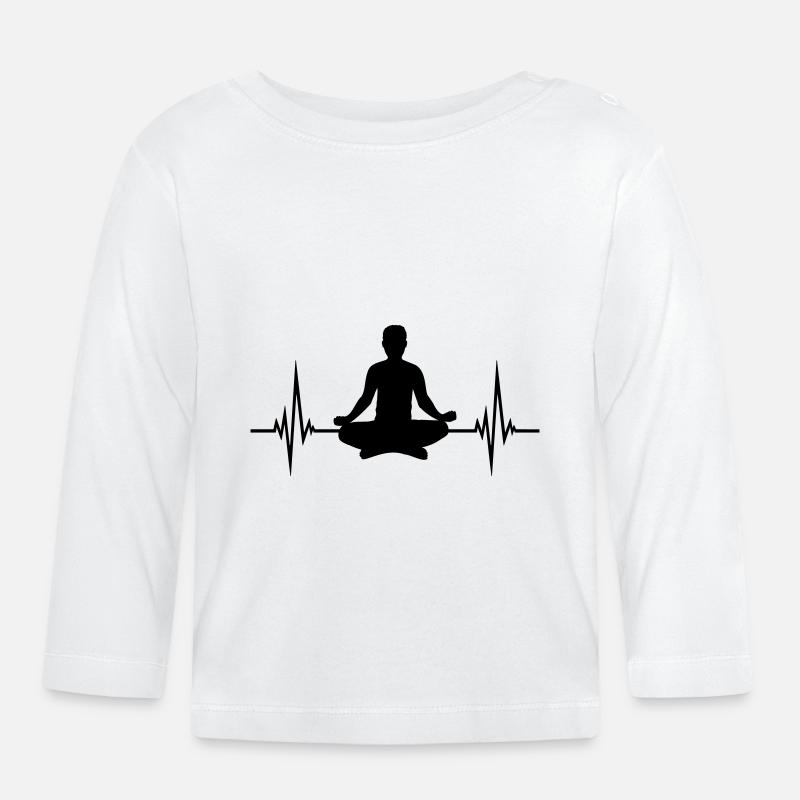 Heartbeat Yoga Position - T-shirt manches longues bio Bébé - blanc