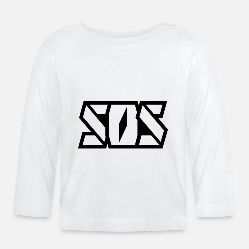 Lettrage SOS - T-shirt manches longues bio Bébé - blanc