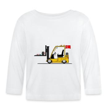 Turkish forklift driver with cay and kebab - Organic Baby Long Sleeve T-Shirt - white - Front