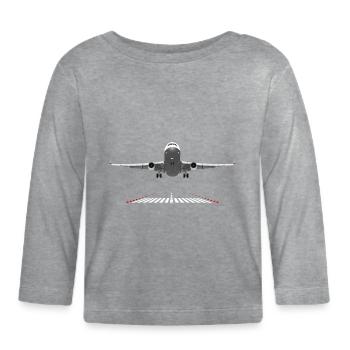 Pilot Aviation Airplane - Airport Runway Aircraft - Organic Baby Long Sleeve T-Shirt - heather grey - Front
