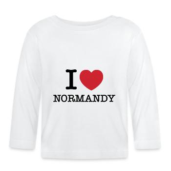 J’aime la Normandie | Normandie | I Heart Normandie - T-shirt manches longues bio Bébé - blanc - Devant
