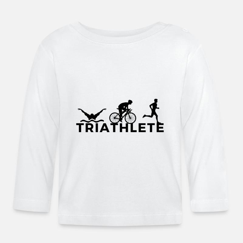 Triathlète Natation/Cyclisme/Course à pied - T-shirt manches longues bio Bébé - blanc