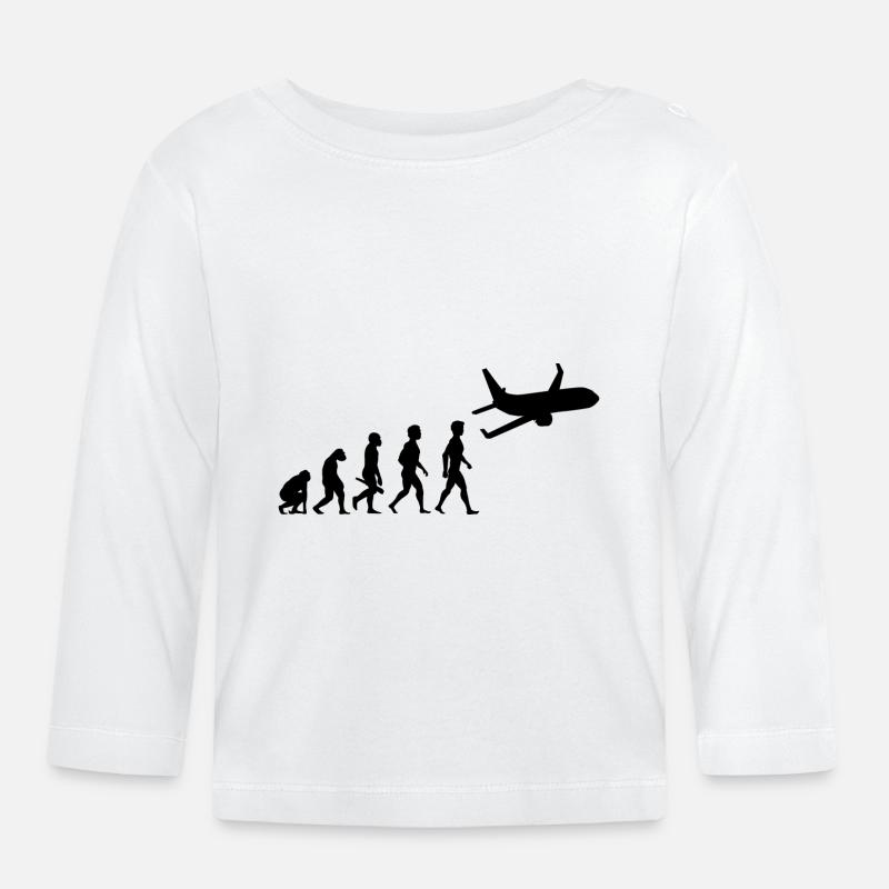 avion volant cockpit aviator pilote d'évolution - T-shirt manches longues bio Bébé - blanc