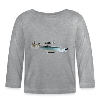 Crete Kreta Insel Map - Baby Bio-Langarmshirt - Grau meliert - Vorne
