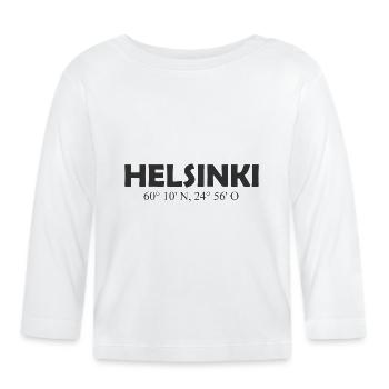 Helsinki, Finland - Coördinaten Lengtegraad, Breedtegraad - Bio-shirt met lange mouwen voor baby’s - wit - Voor