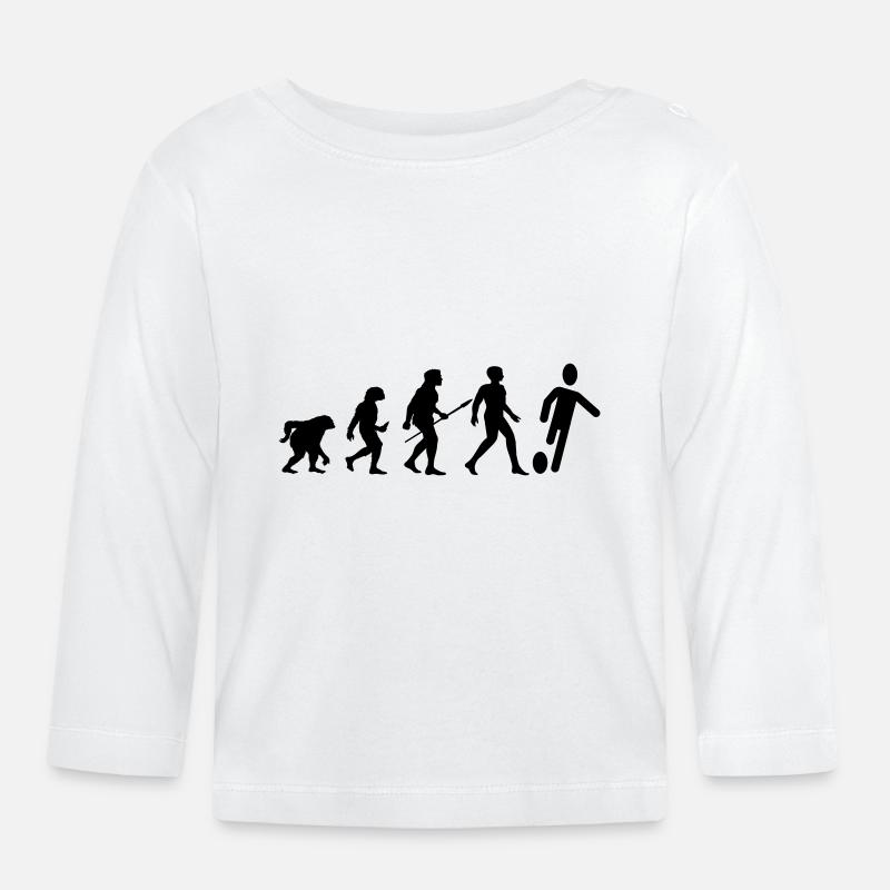 Cooles "Evolution Fußball Shirt“ Design - Baby Bio-Langarmshirt - Weiß
