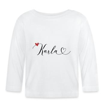 Karla Name Vorname Kalligrafieherz - Baby Bio-Langarmshirt - Weiß - Vorne