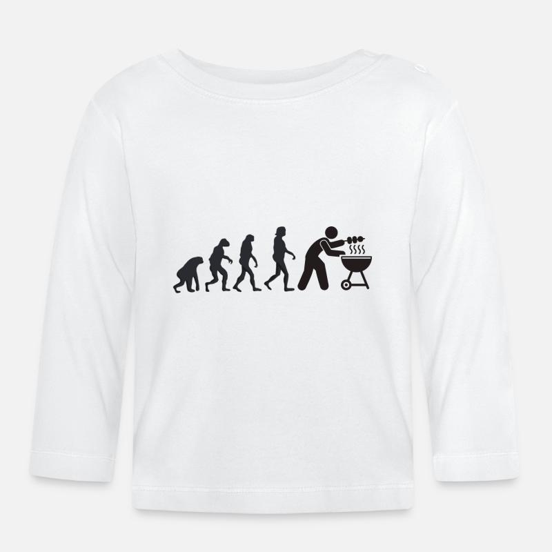 Barbecue - Évolution humaine - T-shirt manches longues bio Bébé - blanc