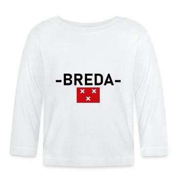 BREDA, text with flag - Organic Baby Long Sleeve T-Shirt - white - Front