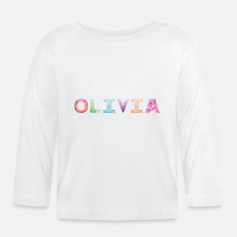 Olivia Briefname - Baby Bio-Langarmshirt - Weiß