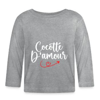 Cocotte D'amour - T-shirt manches longues bio Bébé - gris chiné - Devant