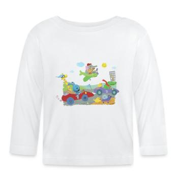 KiKANiNCHEN Kaninchen Fährt Autorennen - Baby Bio-Langarmshirt - Weiß - Vorne