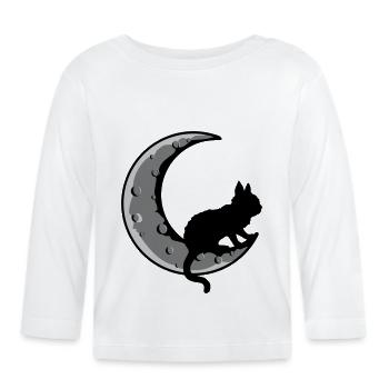 Faucille Lune Chat Noir - T-shirt manches longues bio Bébé - blanc - Devant