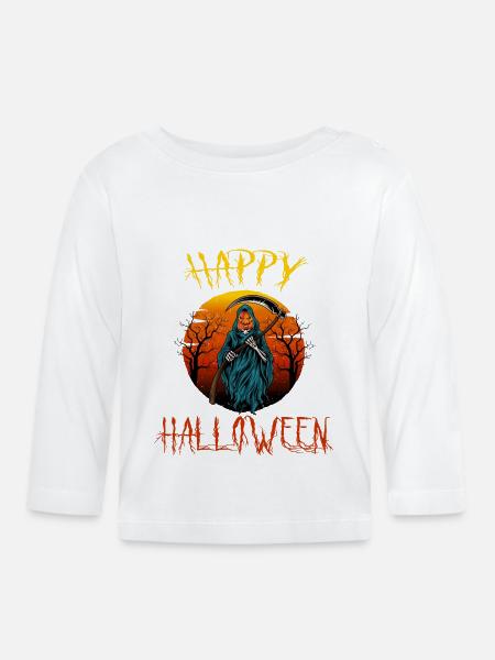 Halloween Party - Baby Bio-Langarmshirt - Weiß