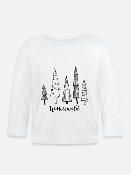 Winterwald - Baby Bio-Langarmshirt - Weiß