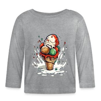 Cornet de glace myrtille pistache vanille - T-shirt manches longues bio Bébé - gris chiné - Devant