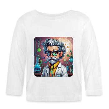 Crazy professor with glasses and smock - Organic Baby Long Sleeve T-Shirt - white - Front