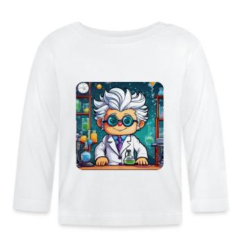 Cute professor with white hair and glasses - Organic Baby Long Sleeve T-Shirt - white - Front