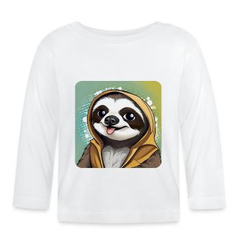 Cool sloth - Organic Baby Long Sleeve T-Shirt - white - Front