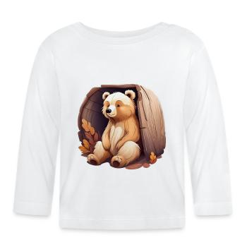 Cute Bear - Organic Baby Long Sleeve T-Shirt - white - Front