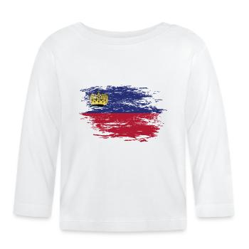 Liechtenstein flag used - Organic Baby Long Sleeve T-Shirt - white - Front