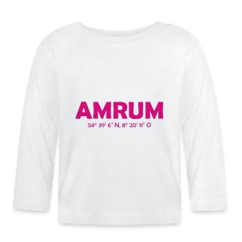Amrum Koordinaten Ebbe Flut Nordsee - Baby Bio-Langarmshirt - Weiß - Vorne