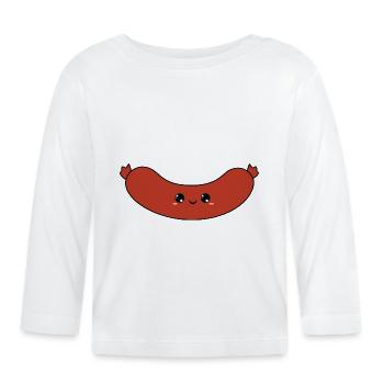 cute smiling sausage, douces sourires saucisses - T-shirt manches longues bio Bébé - blanc - Devant
