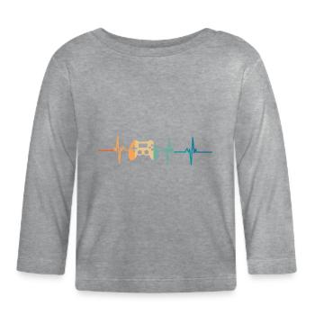 heartbeat game console - Organic Baby Long Sleeve T-Shirt - heather grey - Front